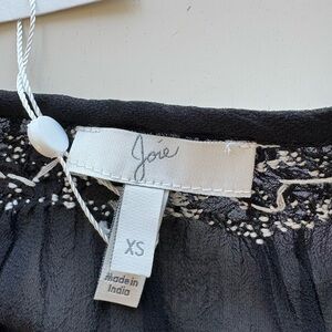 Joie Black Blouse with White Embroidery